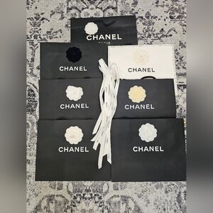 CHANEL Paper Shopping Bags With Camellia Flower and Ribbon- Set Of 7